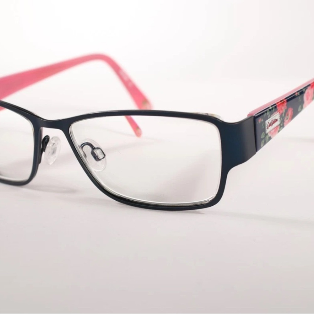 Chic Blue and Pink Glasses with Floral Accent